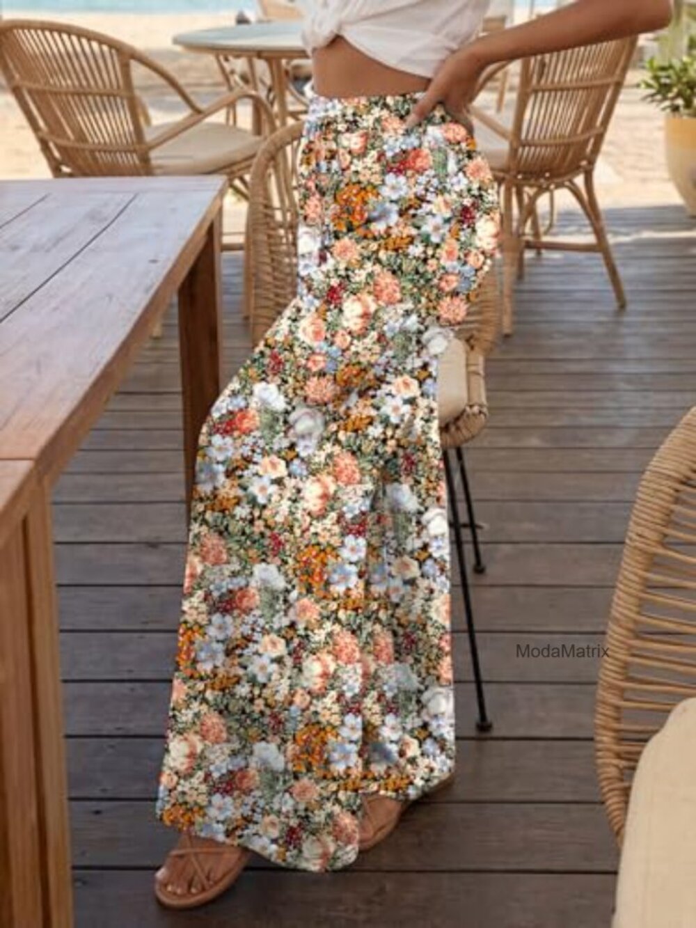High Waist Wide Leg Palazzo Pants with Pockets - Picture 5 of 7